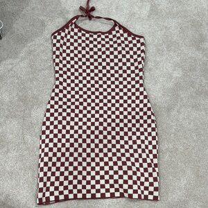 Checkered Halter Dress